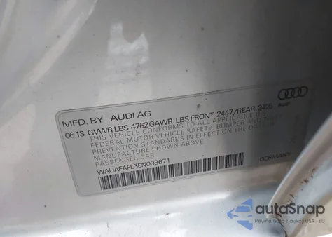 2014 Audi A4 2.0T Premium from USA, damaged, VIN WAUAFAFL3EN003671